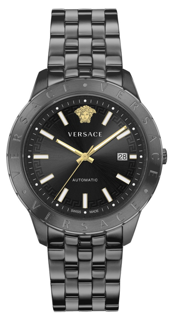 Versace Automatic Wristwatch With Engraved Bezel And Medusa Emblem