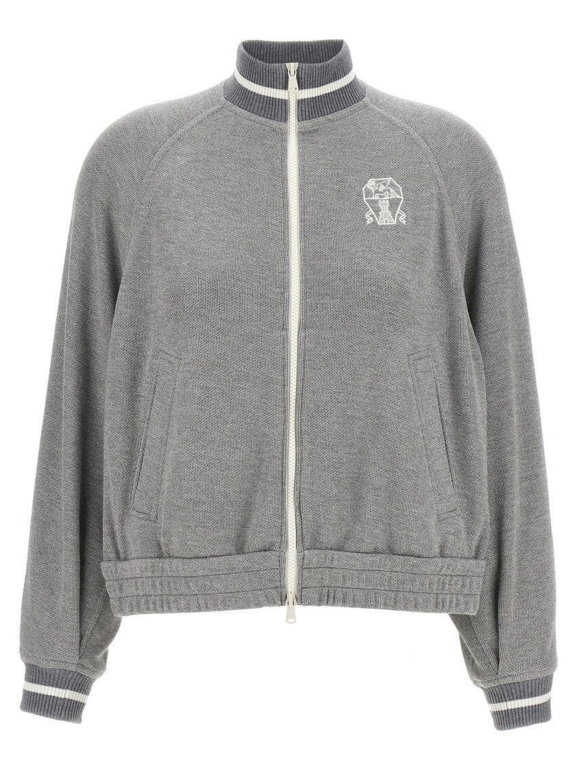 Brunello Cucinelli Logo Embroidery Lamé Sweatshirt