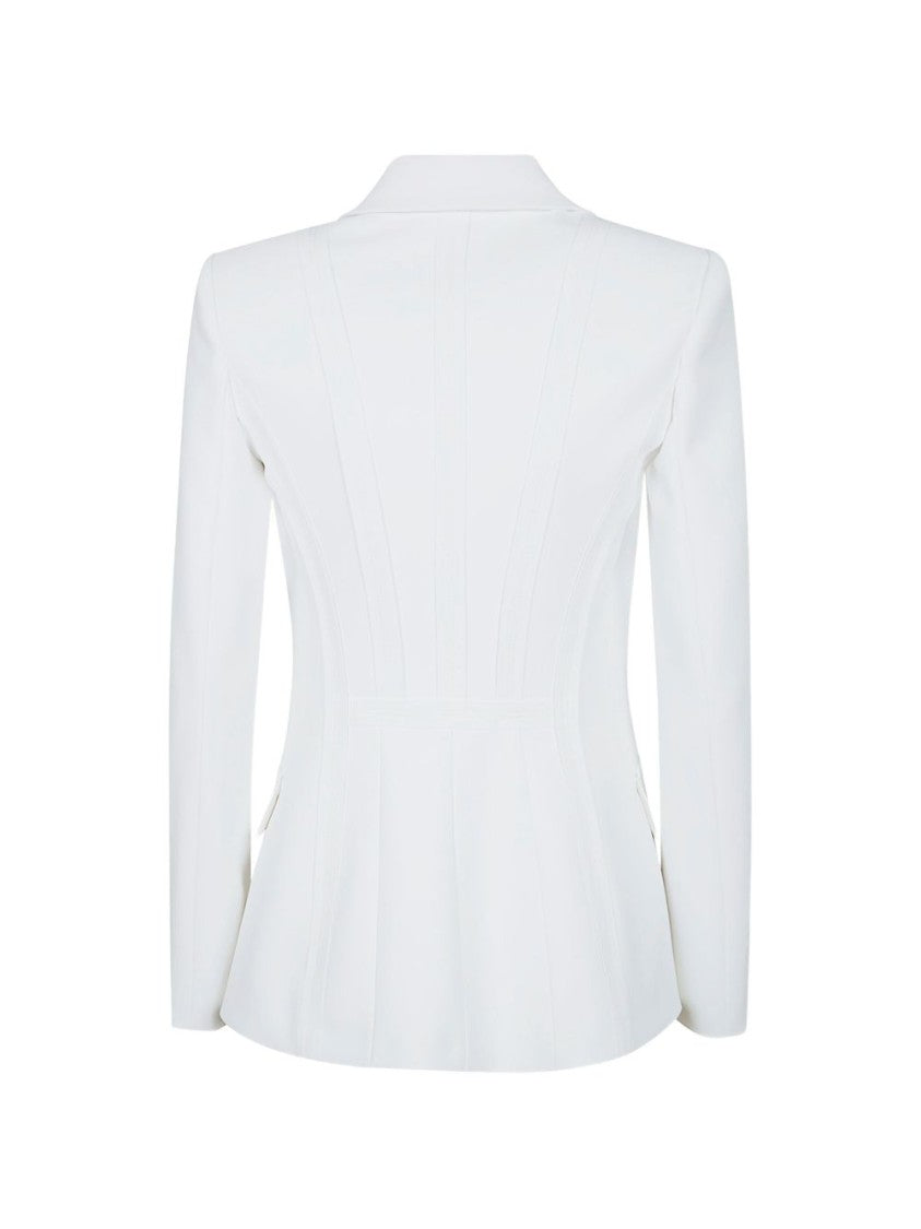Elisabetta Franchi Tailored White Single-Breasted Jacket With Flap Pockets