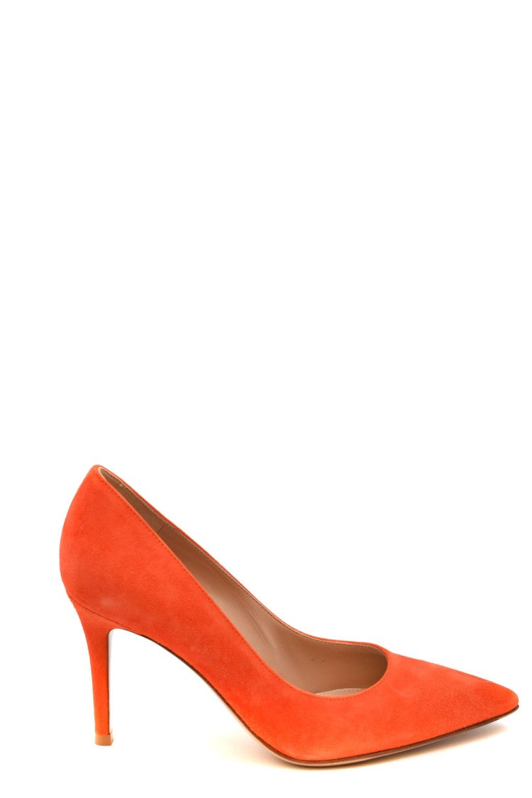 Gianvito Rossi Orange Suede Pointed-Toe Pump