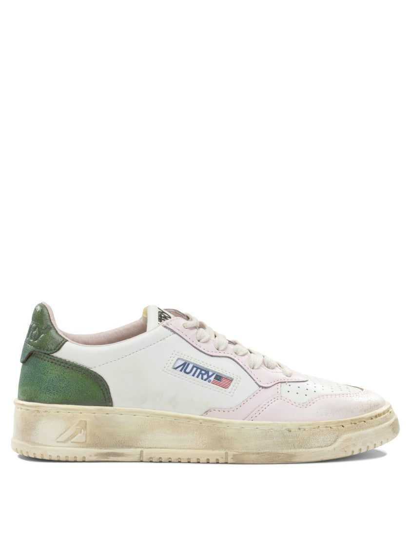 Autry White Leather Slip-On Sneakers With Vintage Accents