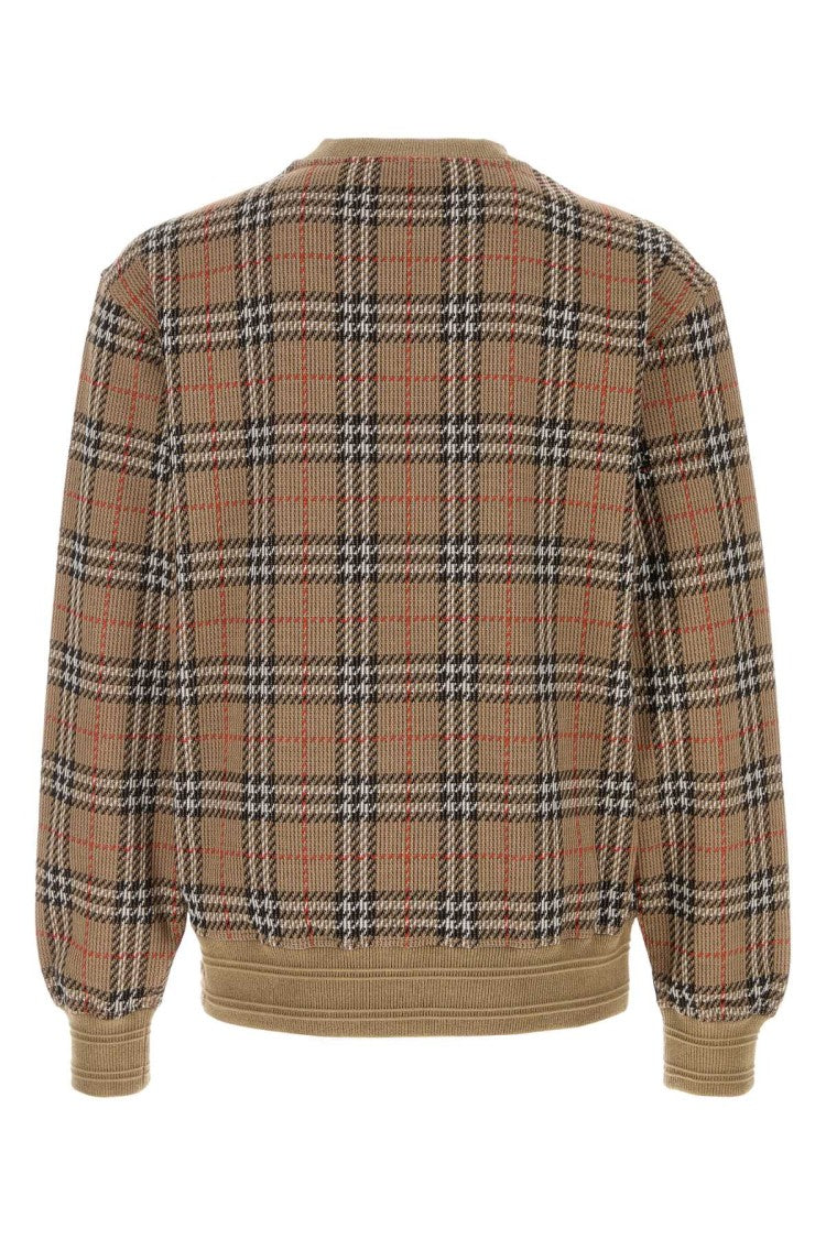 Burberry Embroidered Stretch Cotton Blend Sweater