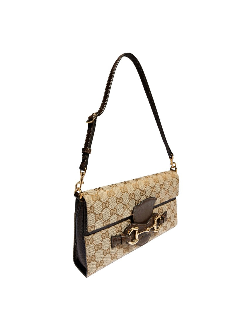 Gucci New Horsebit Sand Brown Gg Canvas Shoulder Bag