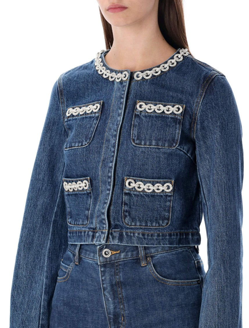 Self-Portrait Cropped Denim Jacket