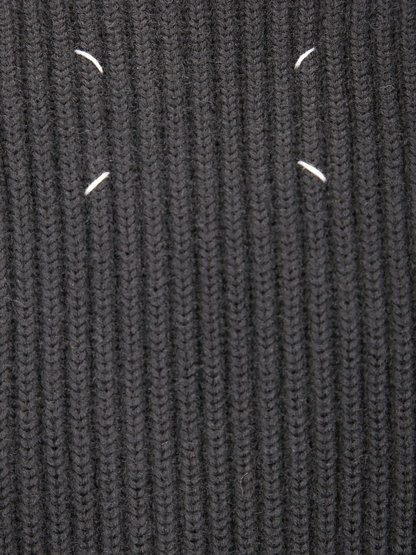 Maison Margiela Ribbed Knit Cardigan With High Turtleneck And Double-Slider Zipper