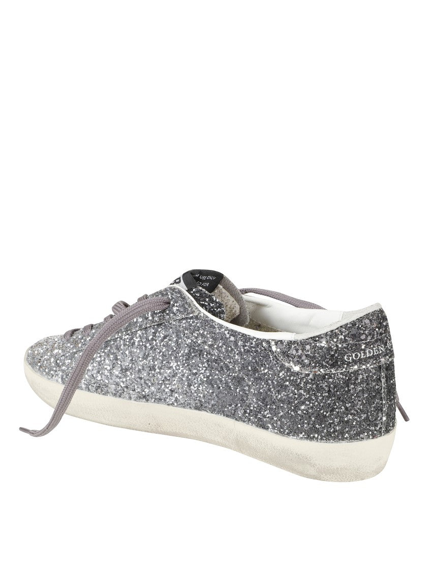 Golden Goose Glitter-Finish Sneakers With Star Design And Vintage Sole