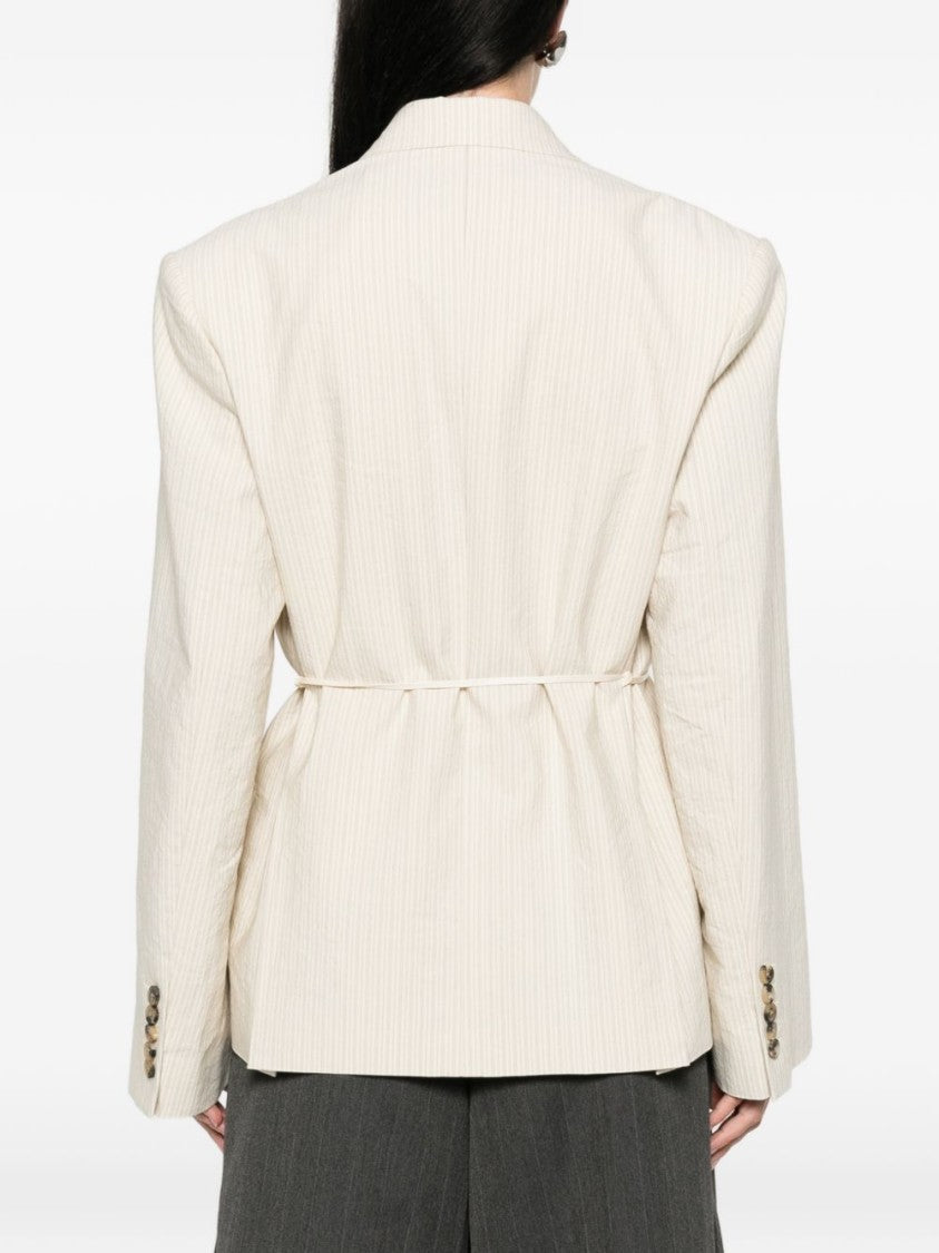 Dries Van Noten Ecru Oversized Double-Breasted Blazer