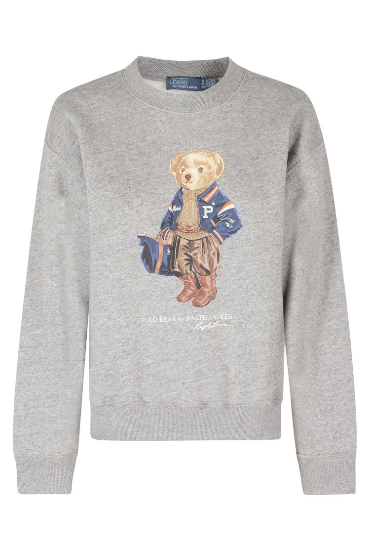 Polo Ralph Lauren Grey Bear Print Cotton-Blend Crewneck Sweatshirt
