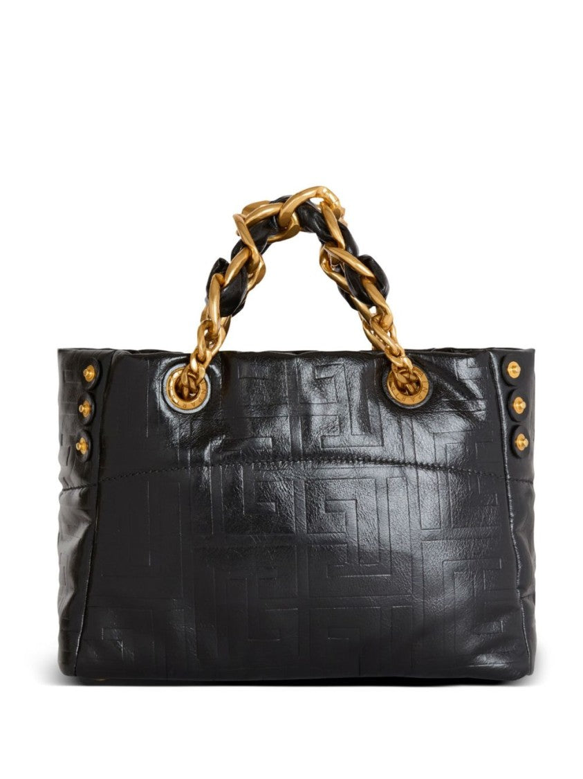 Balmain Calf Leather Embossed Monogram Bag