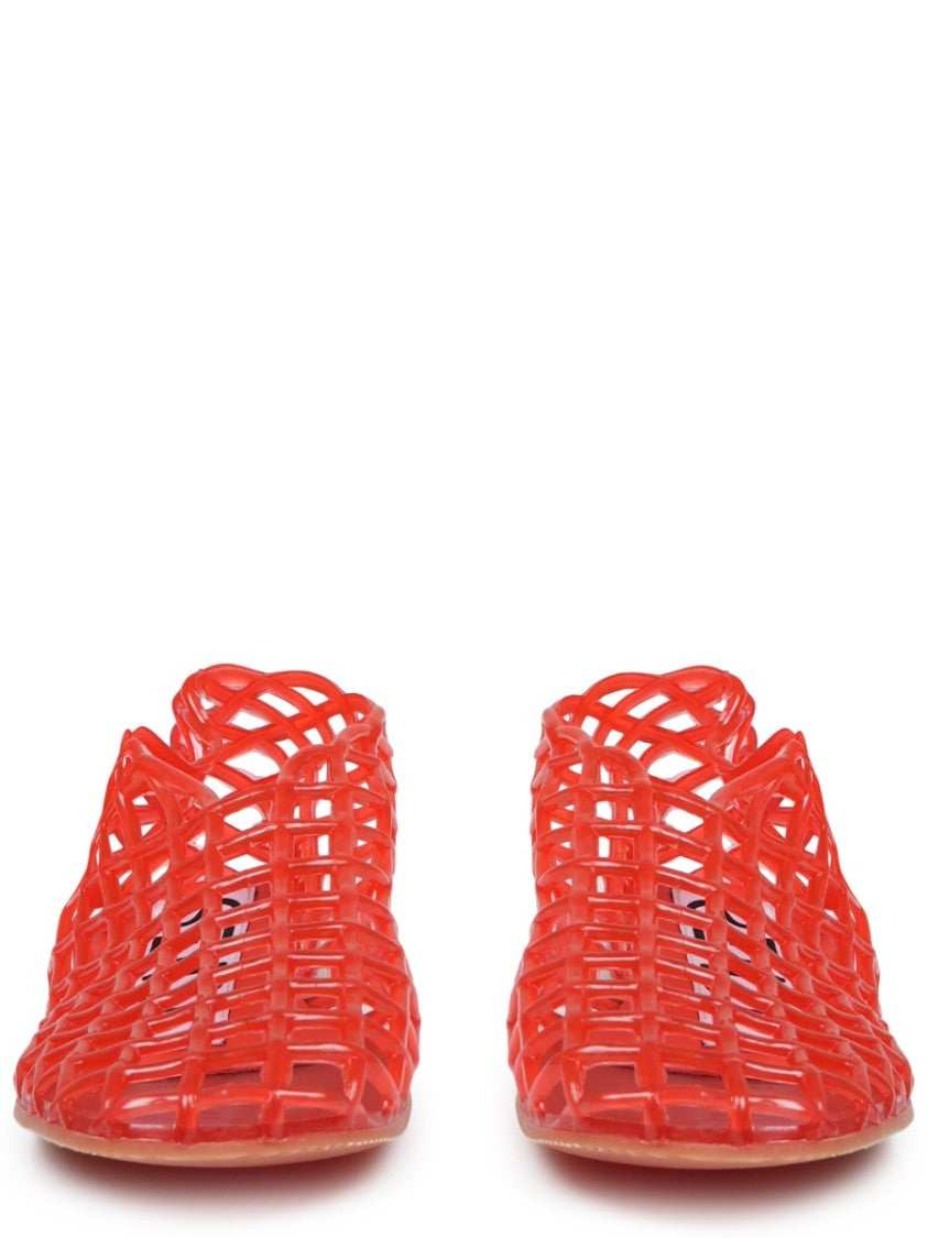 Senso Red Lattice Design Red Flats With Leather Sock