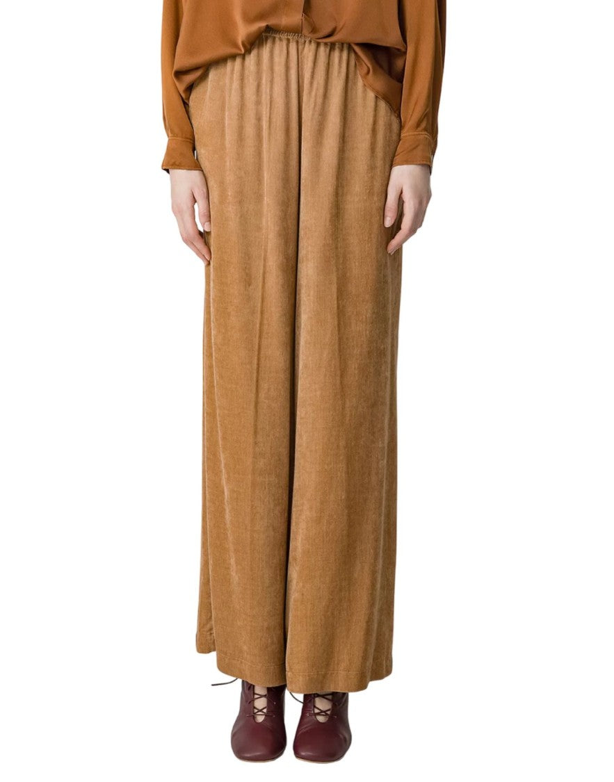 Forte Forte Caramel Matte Velvet Wide-Leg Palazzo Pants