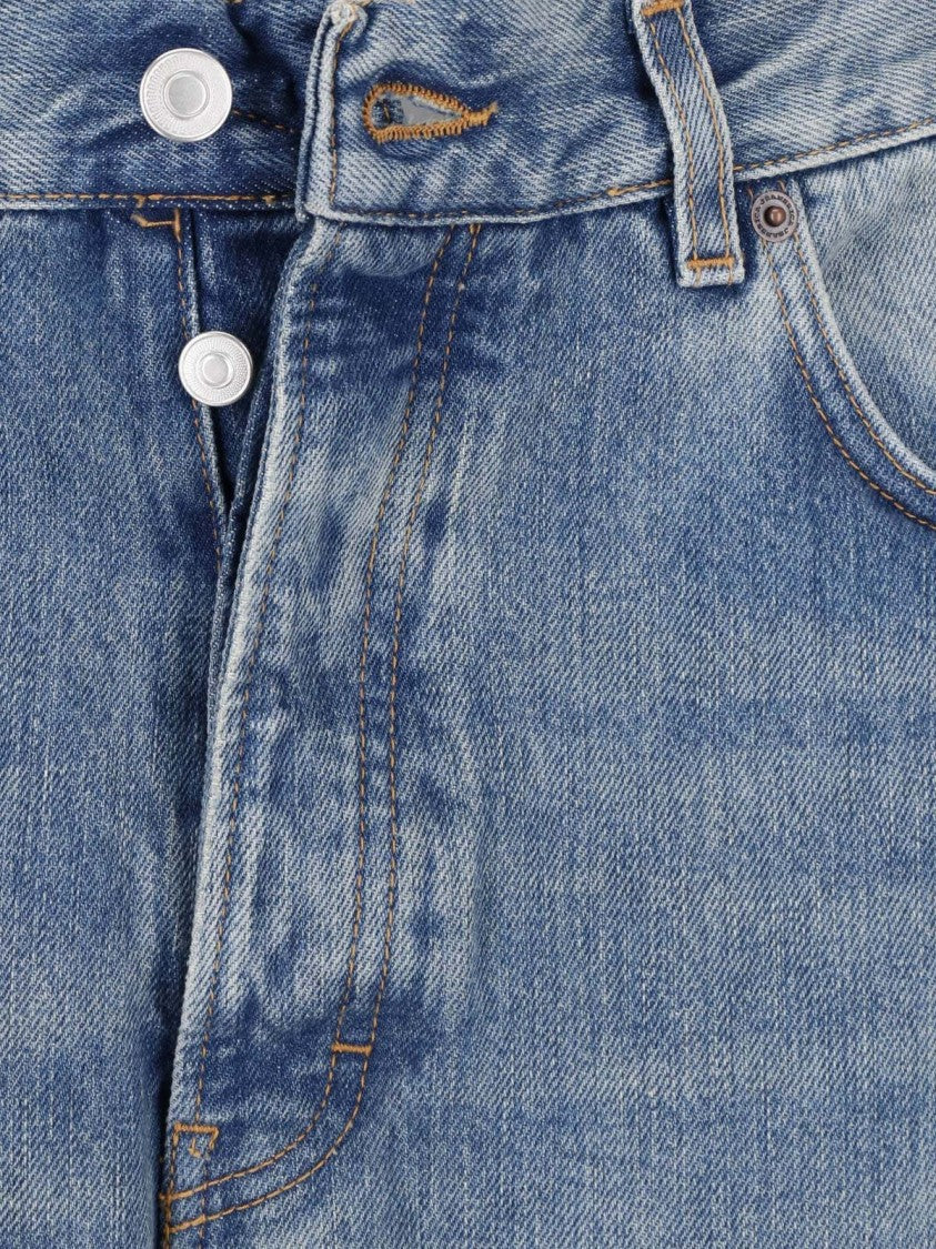 Jeanerica Blue Distressed Five-Pocket Straight-Leg Jeans