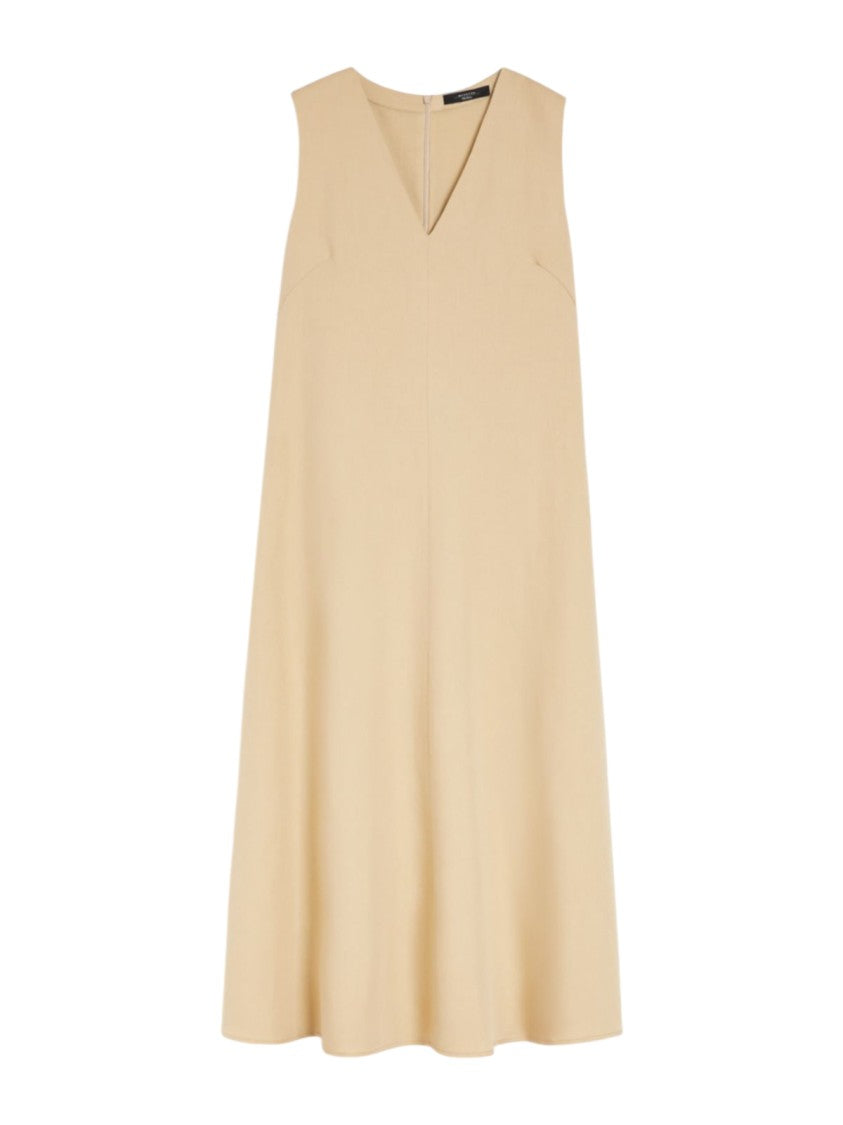 Max Mara Sleeveless Flared Midi Dress With V-Neckline