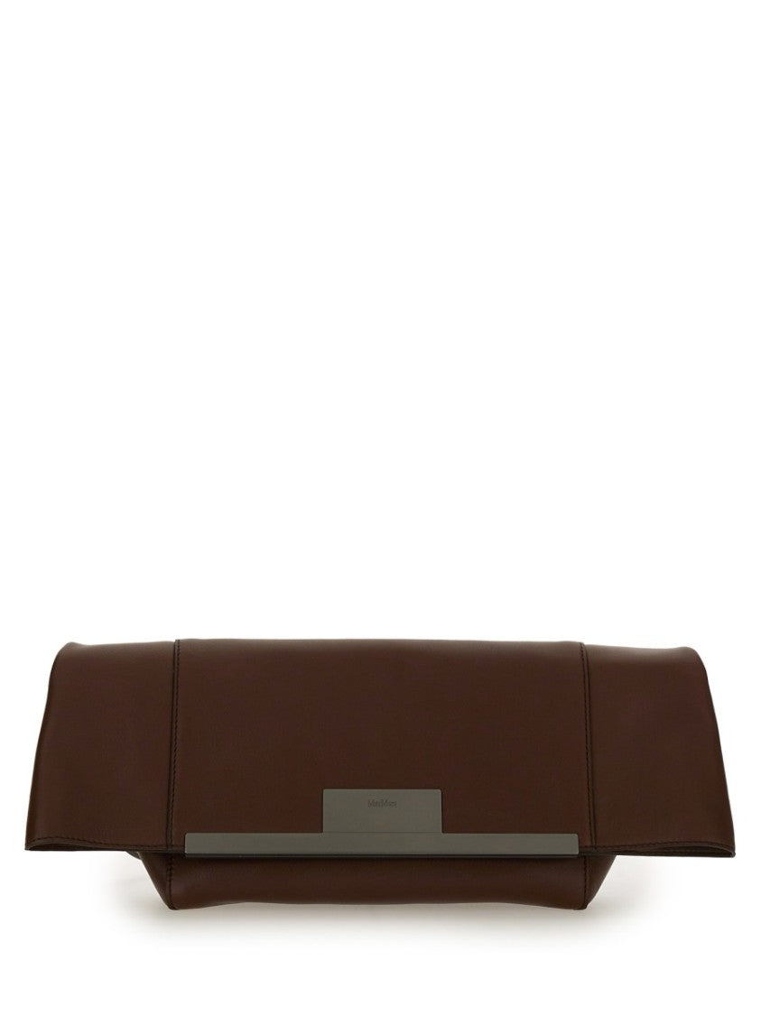 Max Mara Medium Clutch With Clasp Closure In Calf Leather