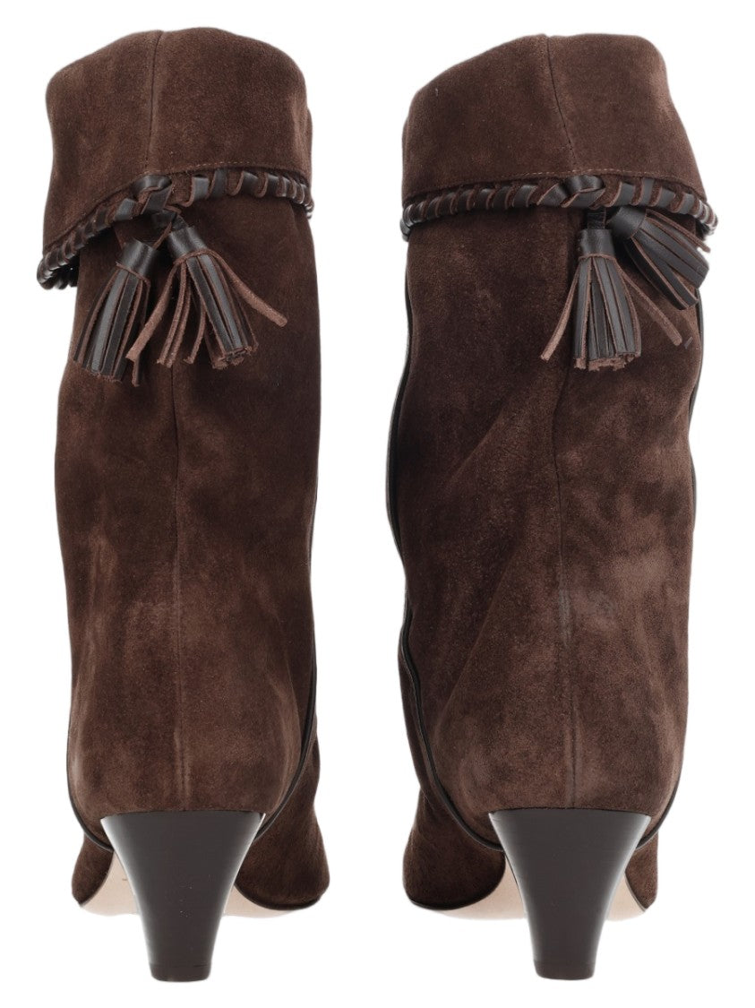 Isabel Marant Dalby Braided Tassel Mid-Heel Calf Leather Ankle Boots