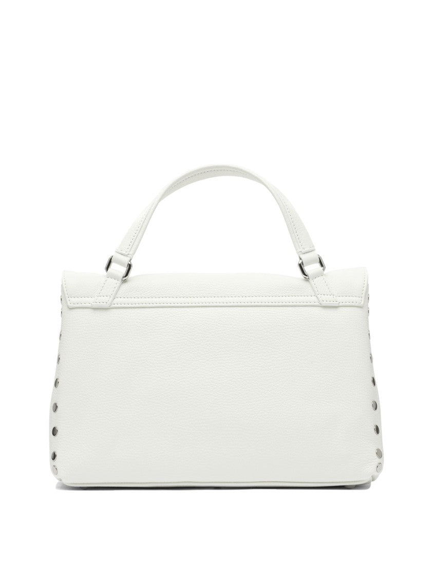 Zanellato Rectangular White Leather Handbag With Silver-Tone Accents
