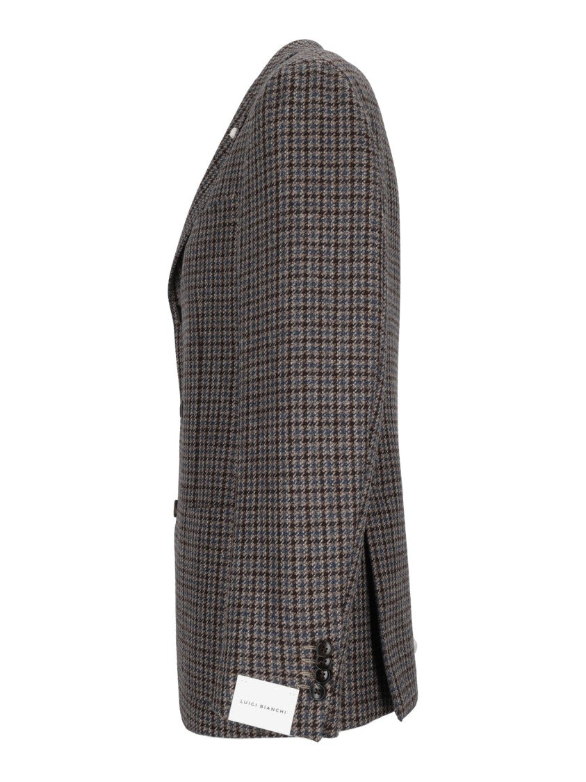 Luigi Bianchi Sartoria Drop 7 Houndstooth Structured Blazer