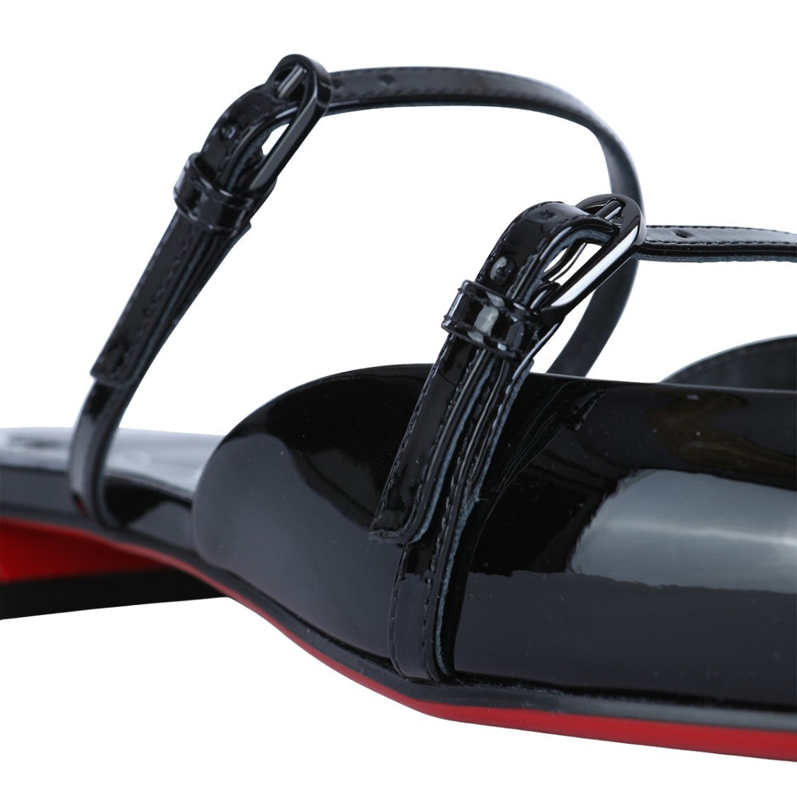 Christian Louboutin Glossy Black Patent Flats With Pointed Toe