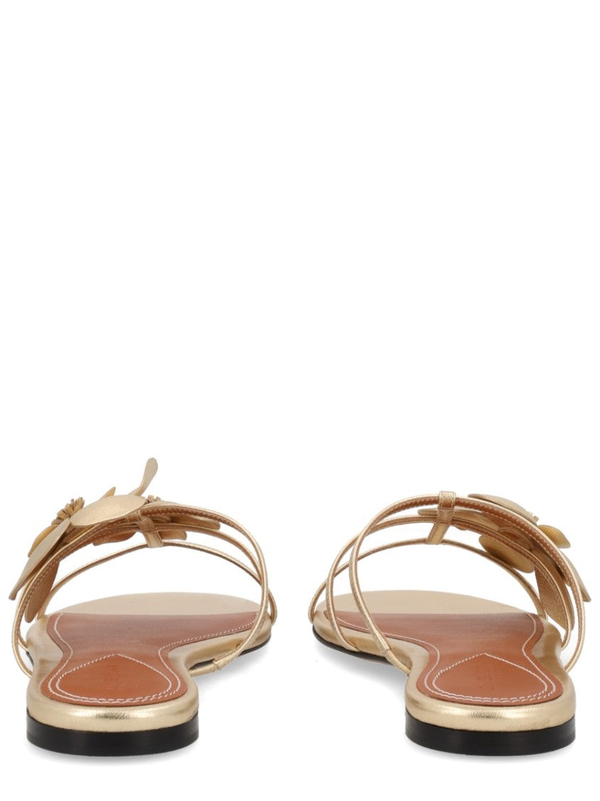Zimmermann Orchid Metallic Gold Thin Straps Sandals