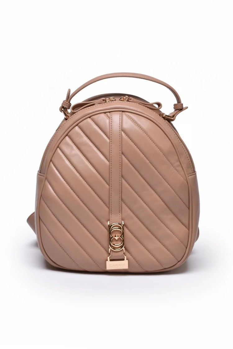 La Carrie Leather Backpack - Beige