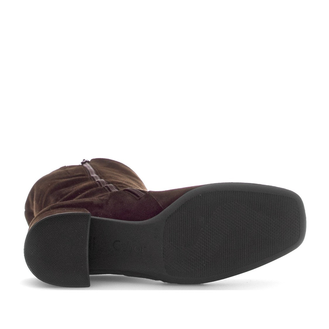 Gabor Brown Mid-Height Block Heel Side Zipper Suede Boots