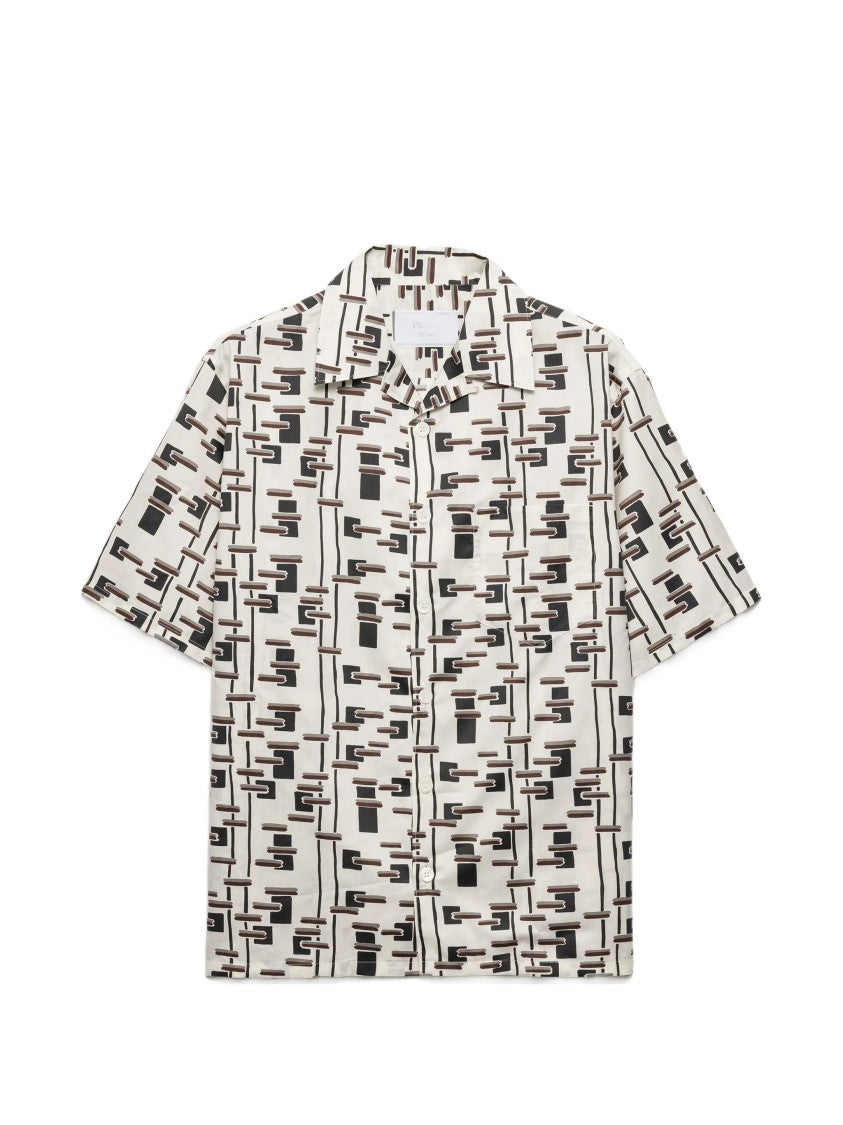 Prada Black/Brown Abstract Geometric Shirt