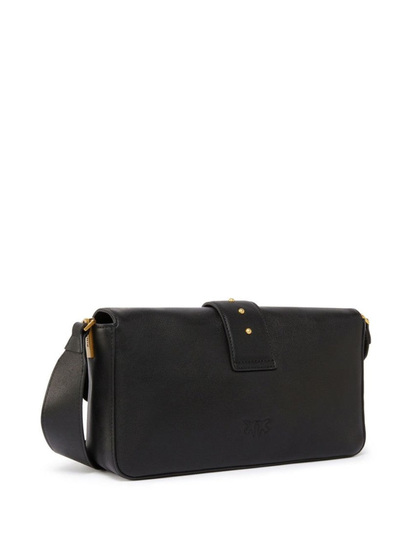 Pinko Black Leather Crossbody Shoulder Bag