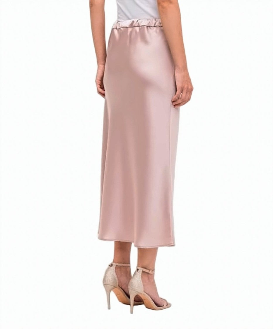 Max Mara Fluid Pink Midi Skirt With Drawstring Waistband
