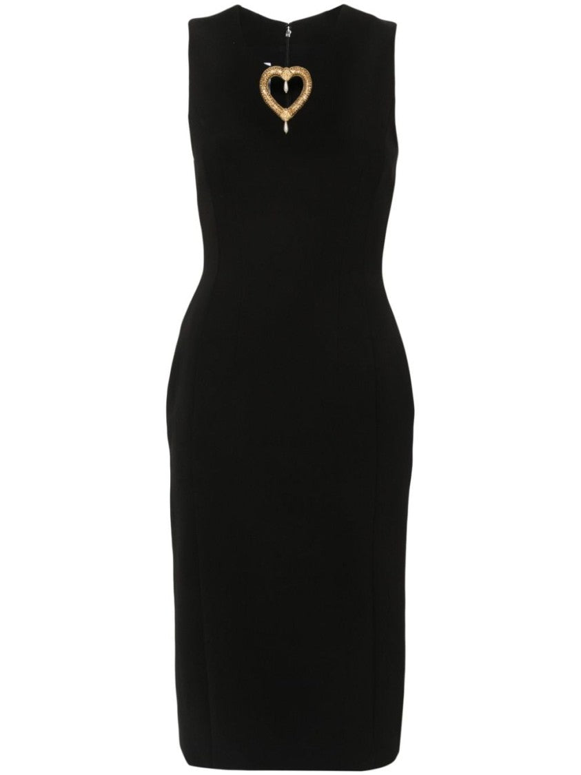 Moschino Elegant Black Crepe Midi Dress