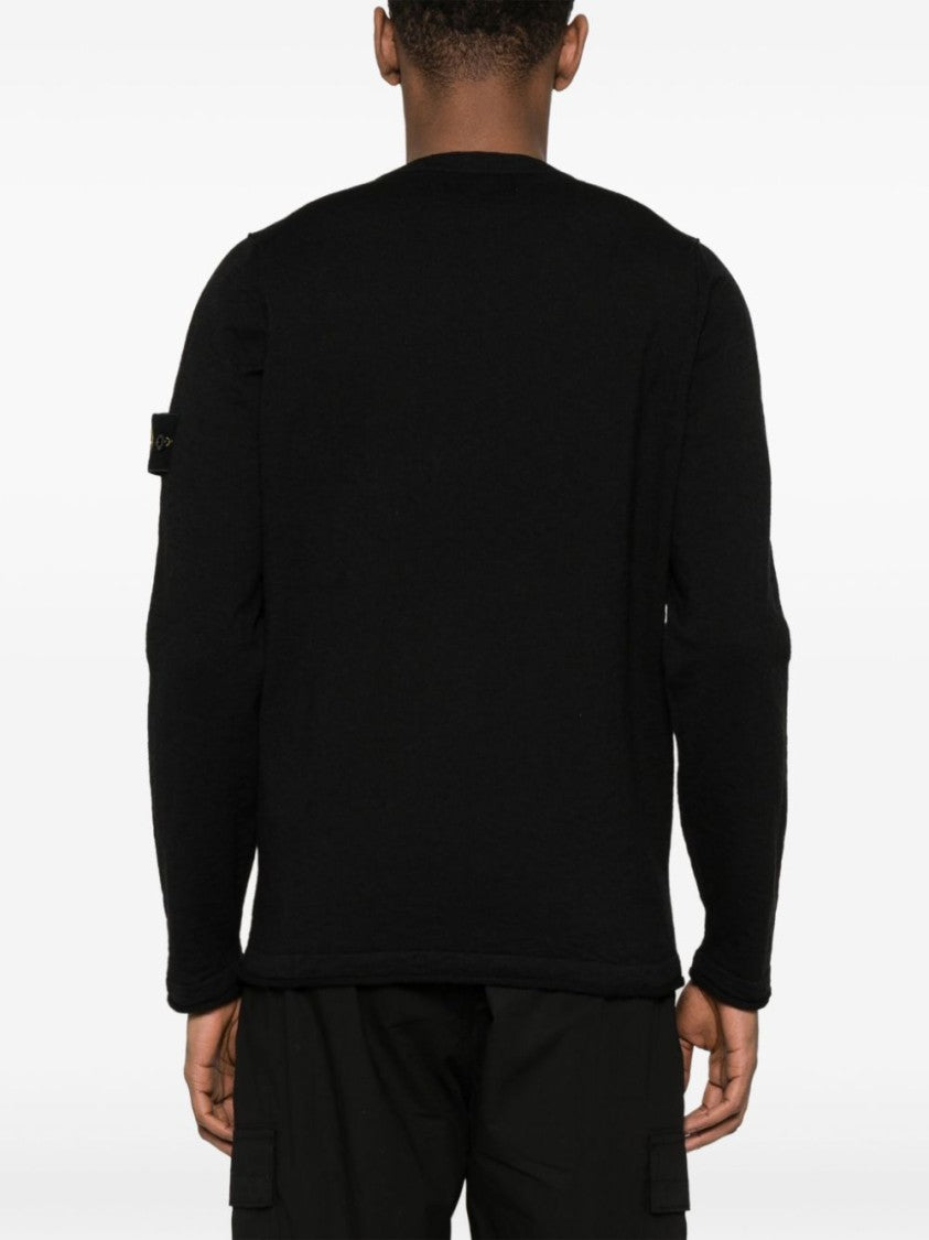 Stone Island Black Sweatshirt With Signature Logo Patch