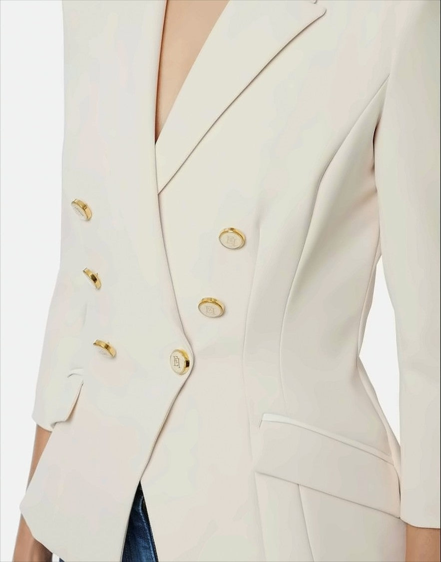 Elisabetta Franchi Double Crepe Jacket With Structured Shoulders