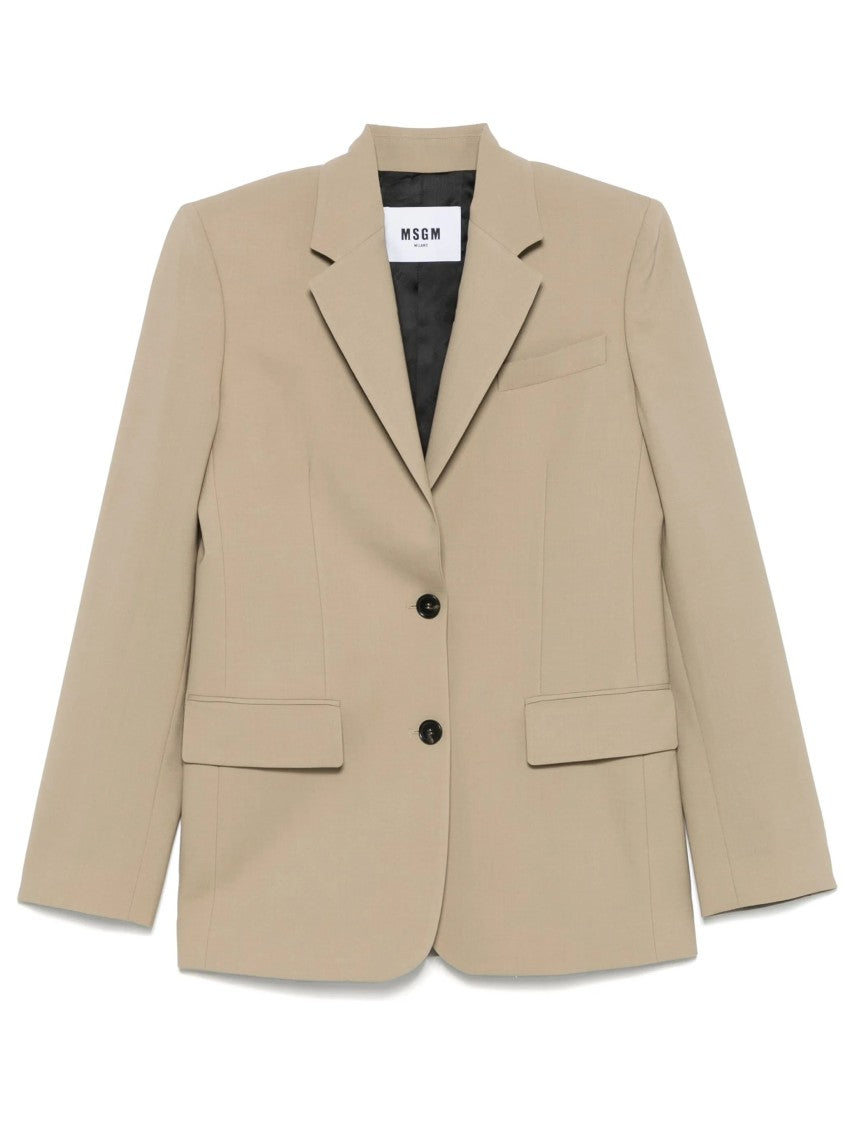 Msgm Tailored Notched Lapel Structured Wool Blazer