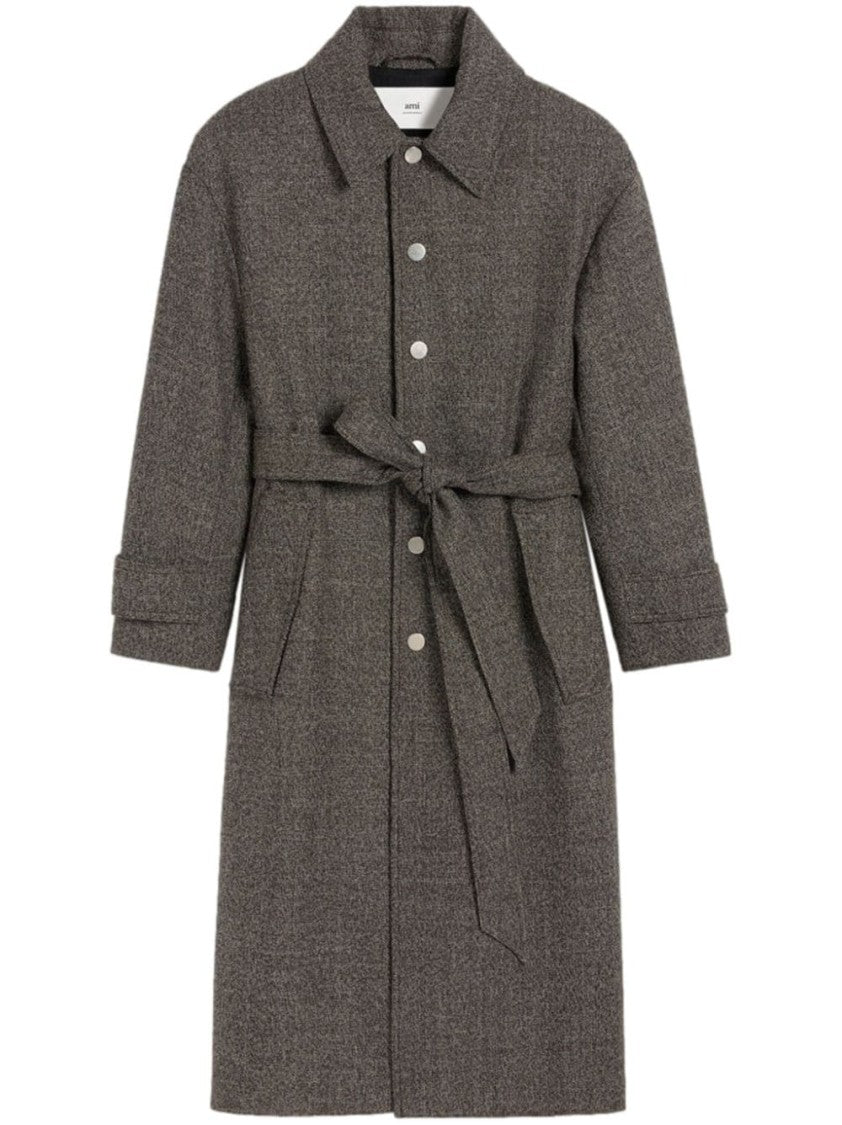 Ami Grey Belted Coat