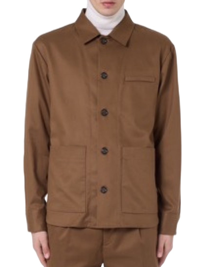 Paolo Pecora Three-Pocket Casual Brown Shirt Jacket