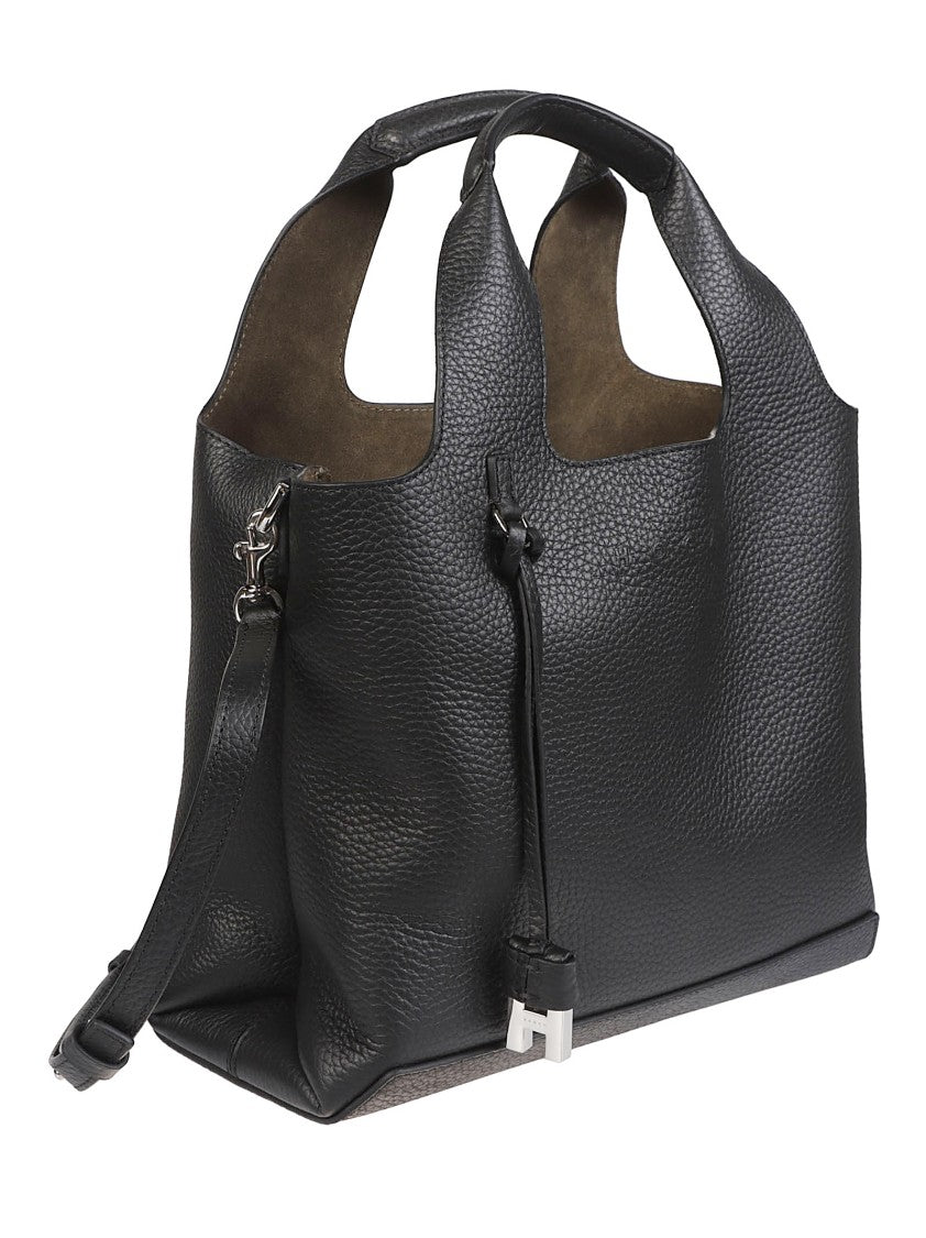 Hogan Small H01r Structured Black Leather Tote Bag