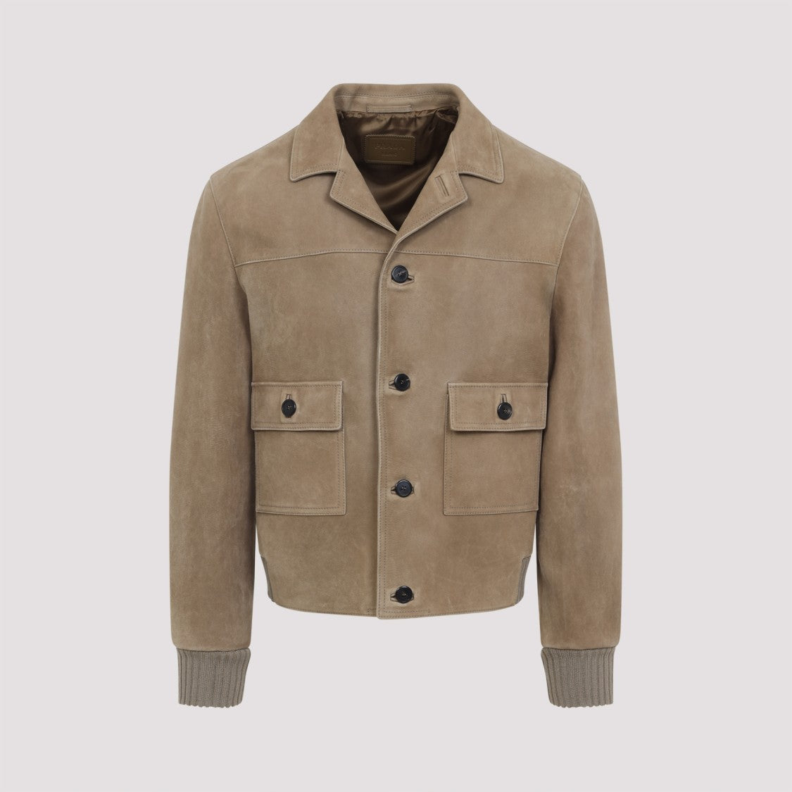 Prada Classic Button-Up Lamb Leather Jacket