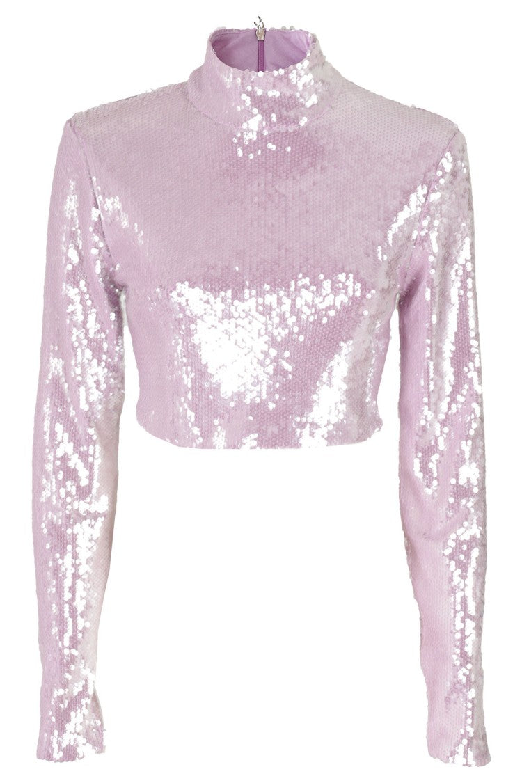 Rotate Recycled Polyester Sequin Crop Top