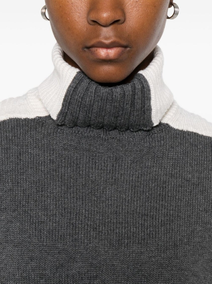 Twin-Set Textured Knit Sweaters With Ribbed Cuffs And Classic Neckline
