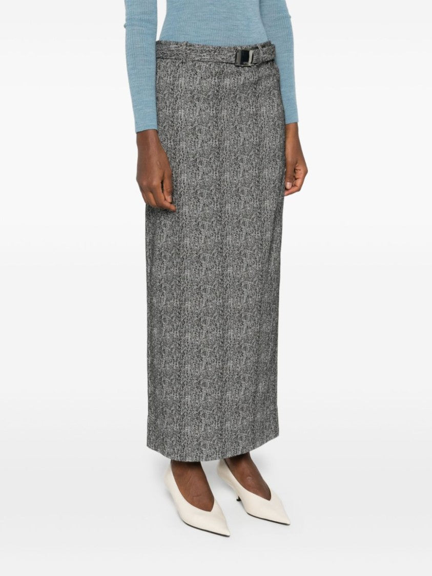 Staud Long Herringbone Pattern Pencil Murray Skirt