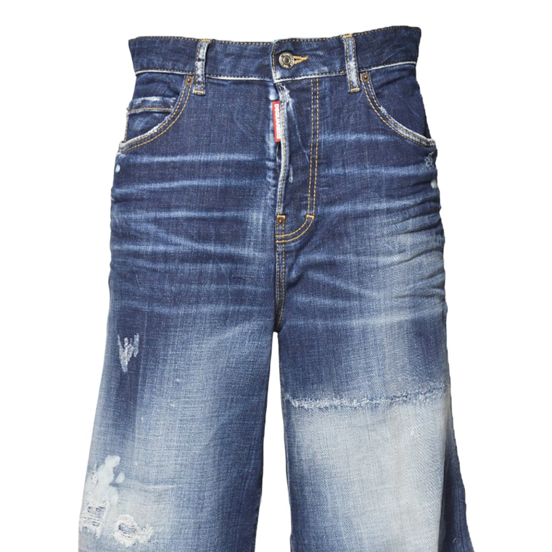 Dsquared2 Traveler Dark White Line Jeans In Dark Blue Denim