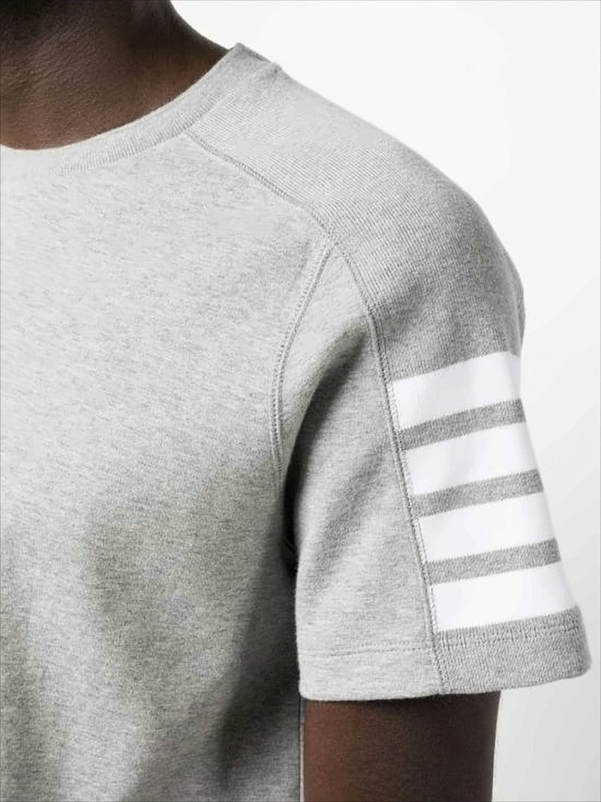 Thom Browne Heather Grey Short-Sleeve T-Shirt With Distinctive Stripe Detail