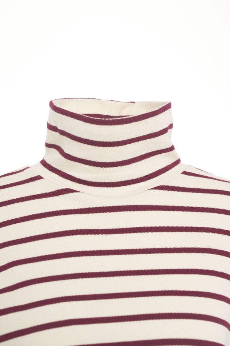 8Pm Cropped Turtleneck Sweater With Contrasting Stripes