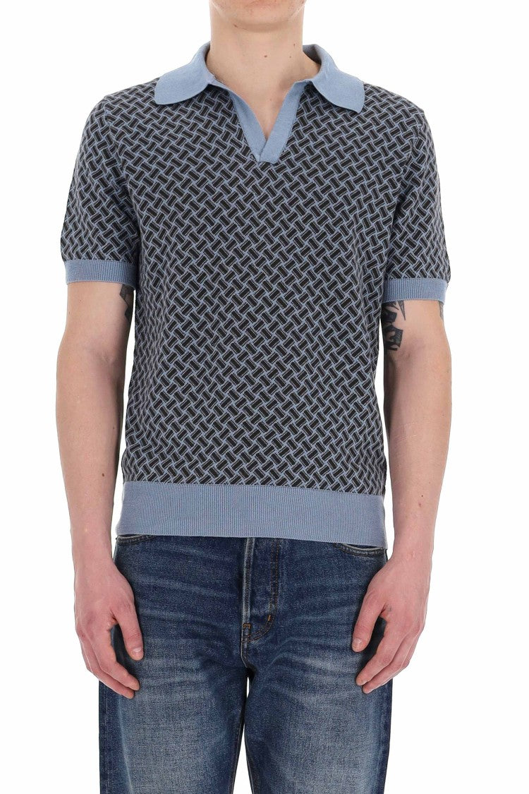 Drumohr Biscottino Cotton-Linen Open Collar Polo