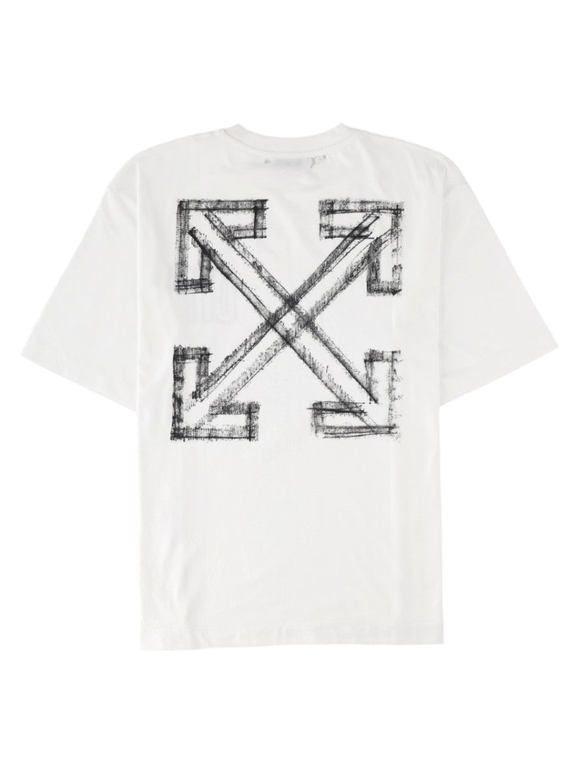 Off-White White Graphic Printed Cotton T-Shirt