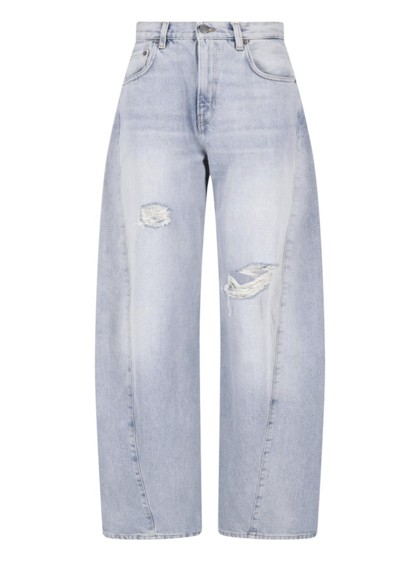 Haikure Light Blue Clyde Rounded-Leg Cotton Denim Jeans