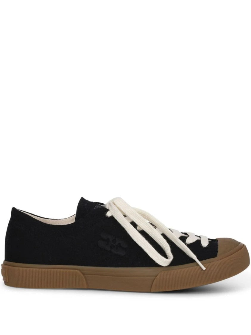 Ganni Logo-Embroidered Organic Cotton Sneakers