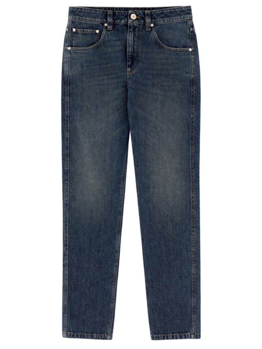 Brunello Cucinelli Classic Mid-Rise Cotton Straight-Leg Jeans