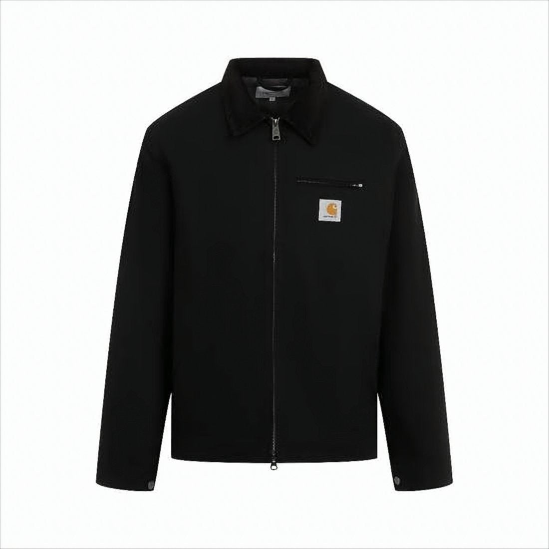 Carhartt Wip Black Zip-Up Jacket With Corduroy Collar