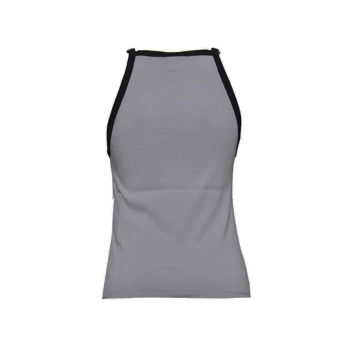 Courrèges Gray Cotton Buckle Tank Top With Contrast Trim