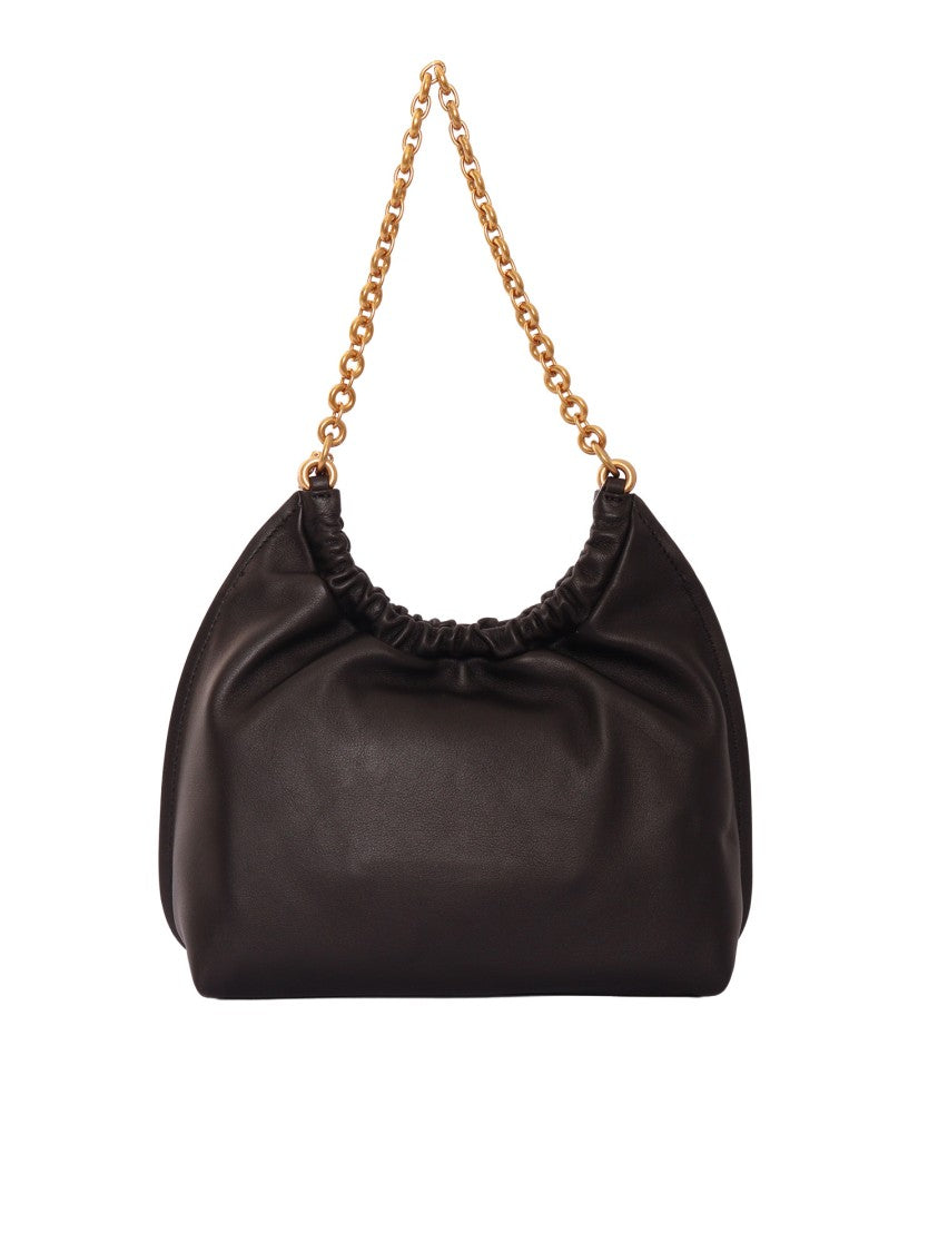 Michael Kors Gathered Drawstring Black Leather Pouchette